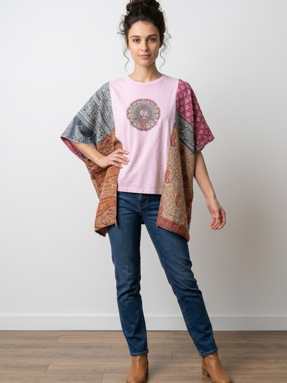 Handcrafted Upcycled Grateful Dead Kantha Tunic NWT One Size